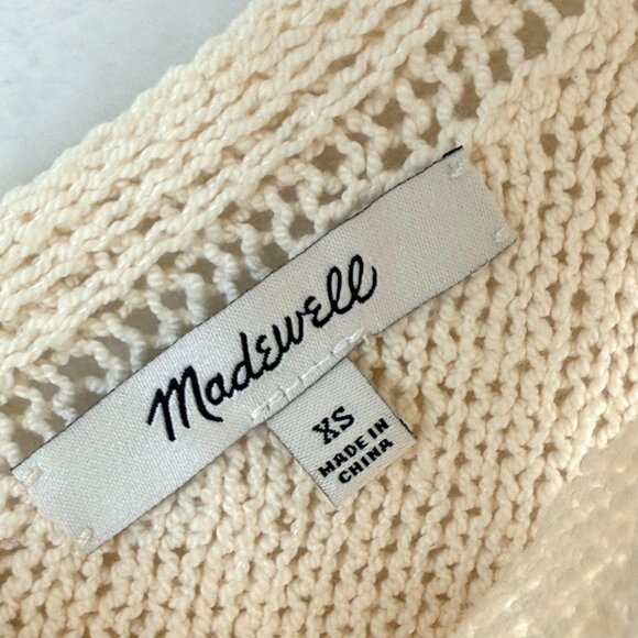 Madewell Crochet Open Stitch V Neck Resort Chic Classic Tank Top Womens XS Cream - Picture 2 of 6
